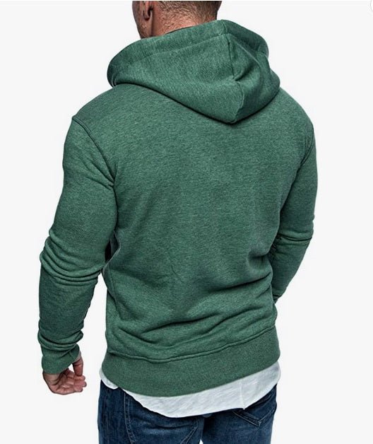 Herr Zip Hoodie - Grön stilren herrtröja med luva
