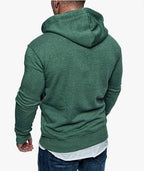 Herr Zip Hoodie - Grön stilren herrtröja med luva