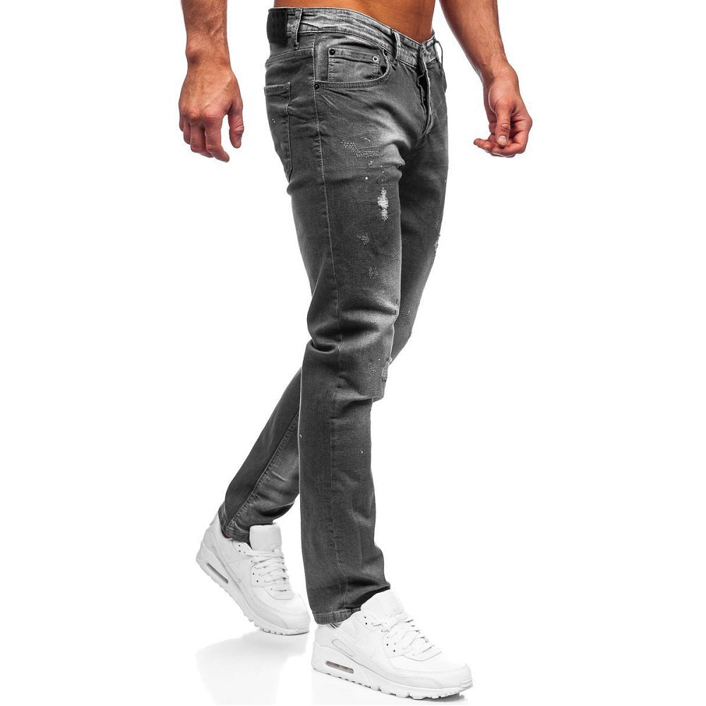 Jeans med målarstänk - Slitna herrjeans sidan