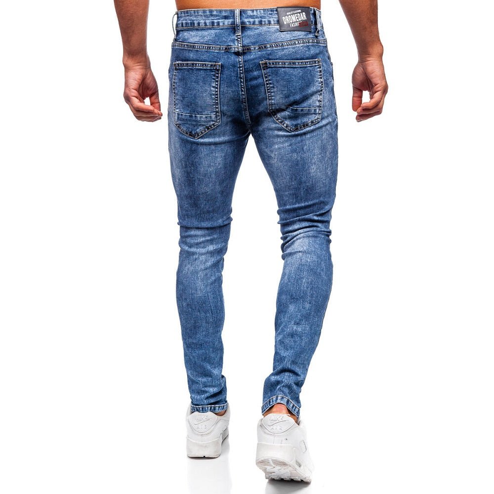 Blåa slim fit jeans - Herrjeans med tryck bakifrån