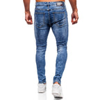 Blåa slim fit jeans - Herrjeans med tryck bakifrån