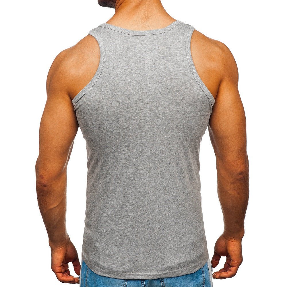 Linne för herr grå - Tank top solid bakifrån