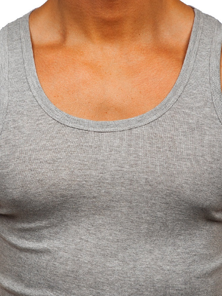 Linne för herr grå - Tank top solid zoomad