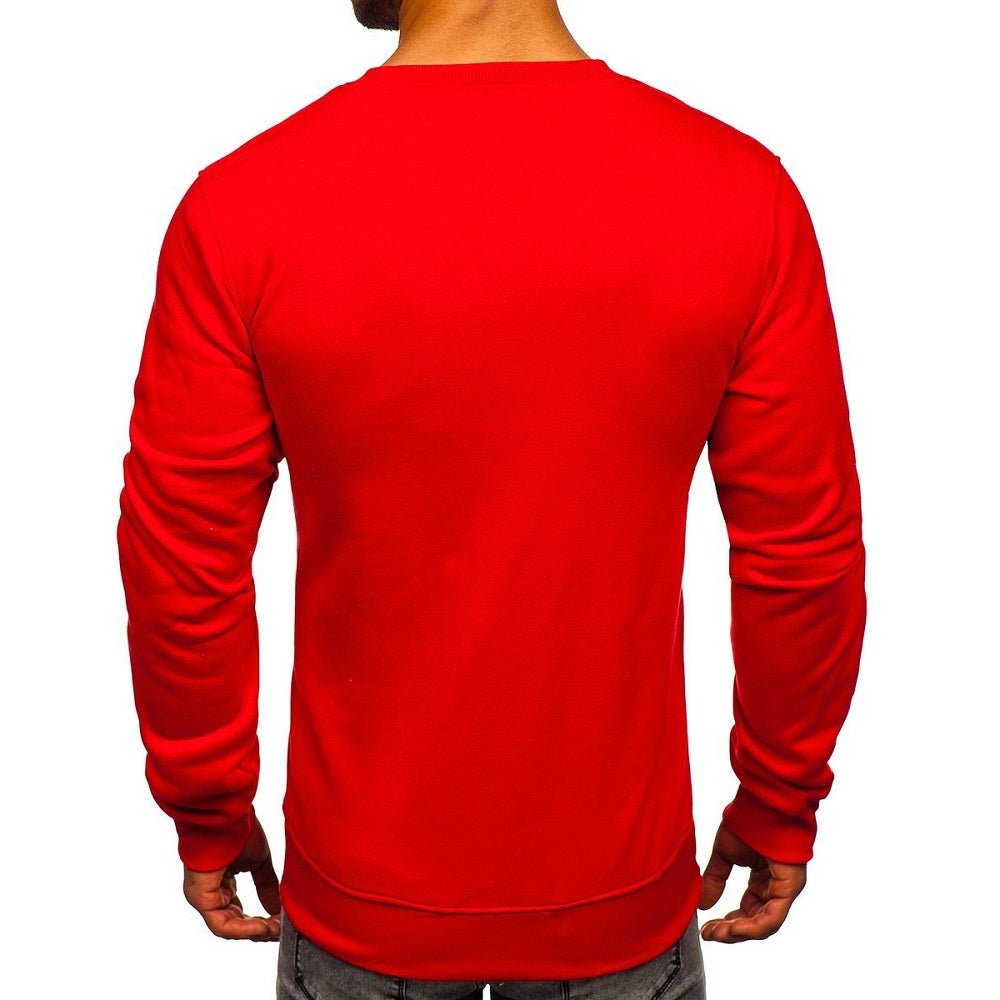 Röd sweatshirt - herrtröja bakifrån