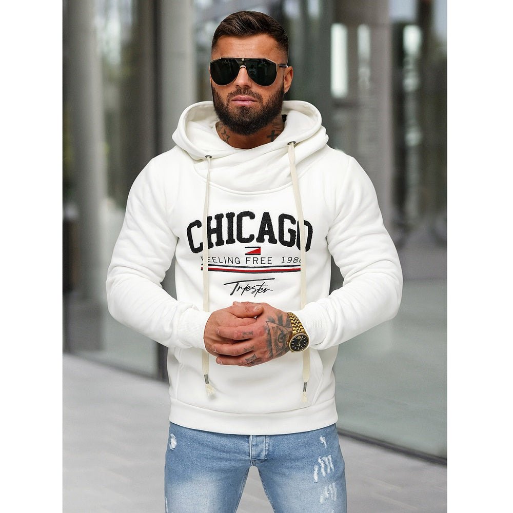 Vit Hoodie Chicago - Luvtröja Herr