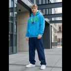 Hoodie ljusblå Back super huvtröja stående