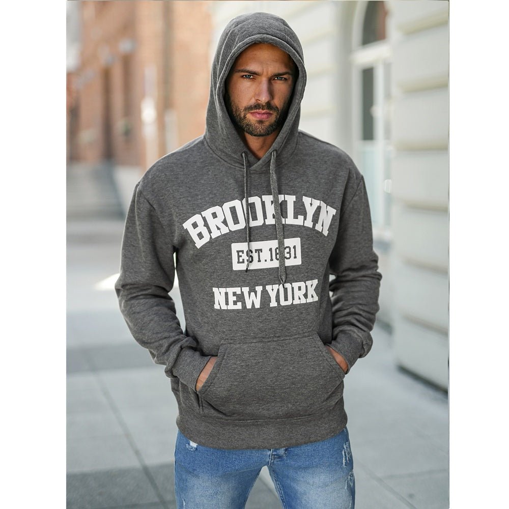 Grå Brooklyn huvtröja herr framifrån