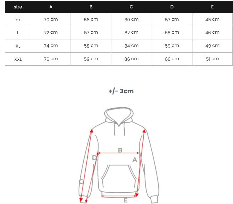 Hoodie herr storlekstabell