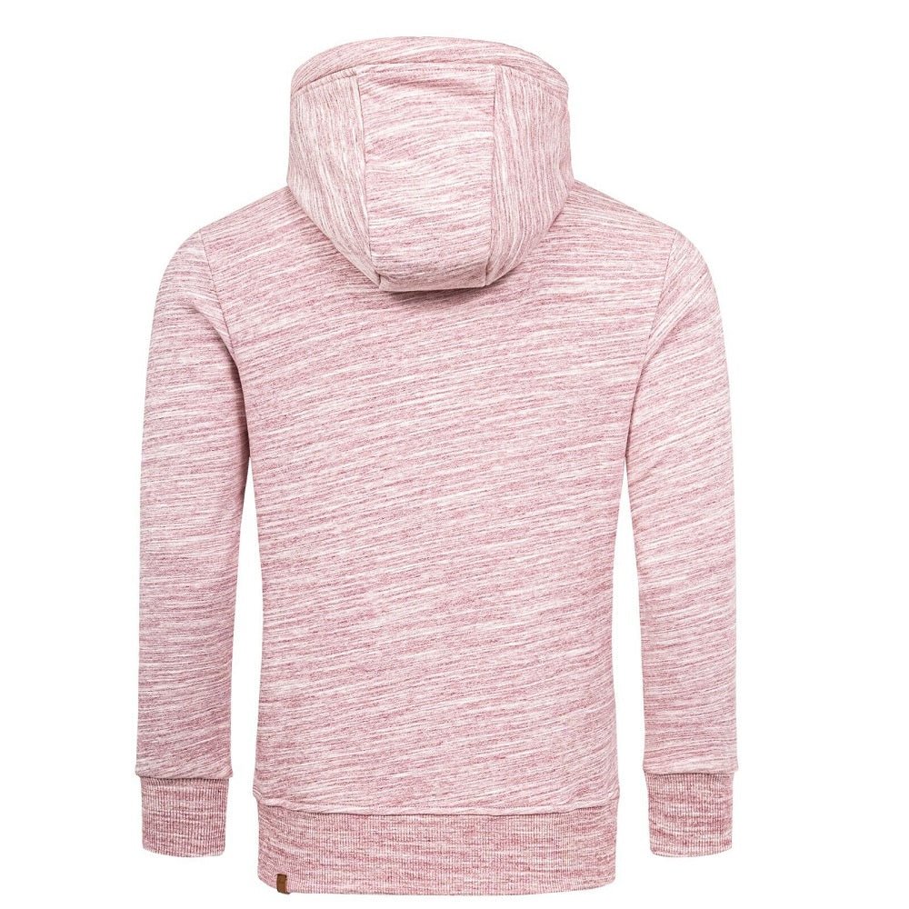 Hoodie Herr - röd melange huvtröja bakifrån