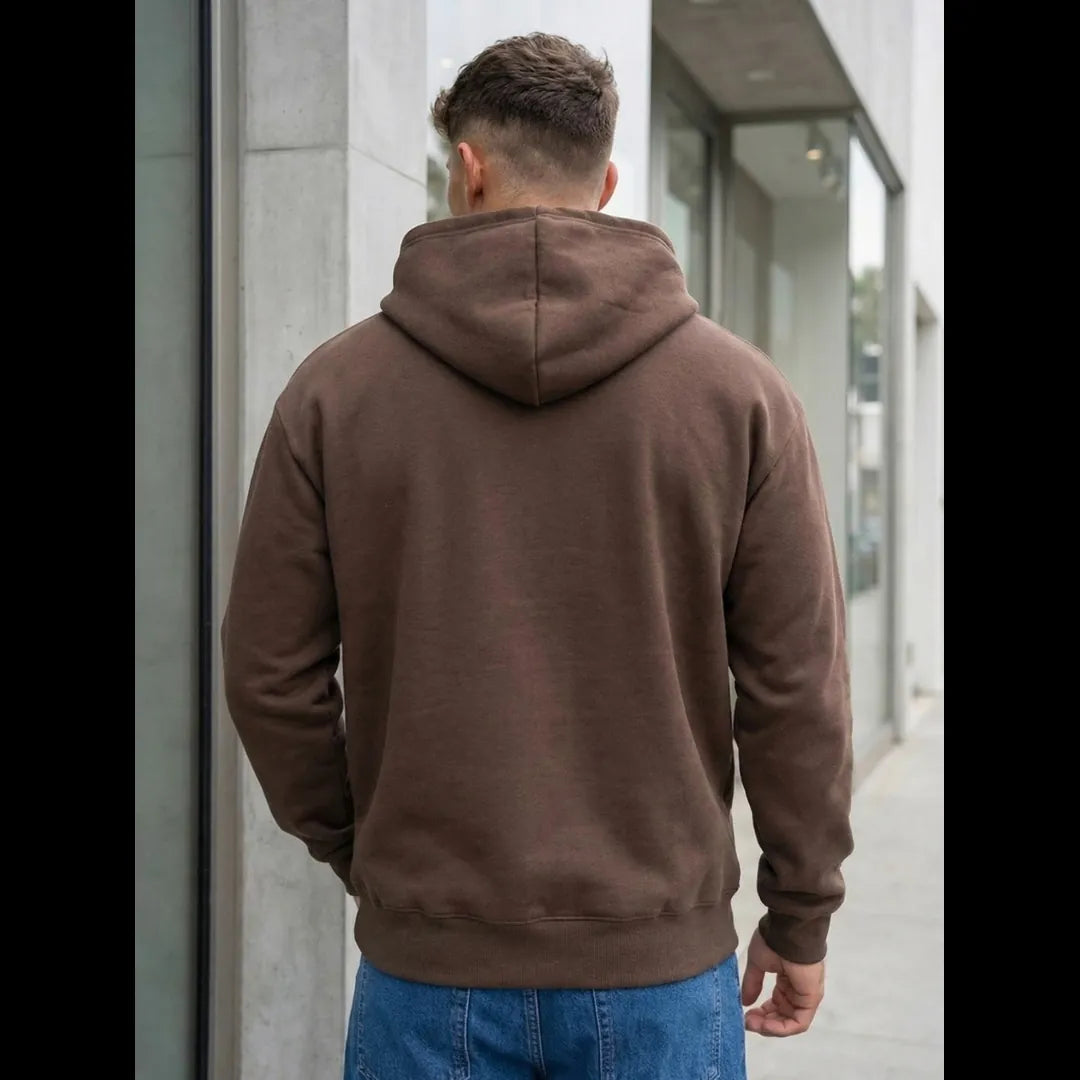Mörkbrun hoodie herr vår sommar outfit