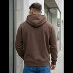 Mörkbrun hoodie herr vår sommar outfit