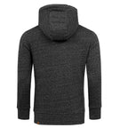 Hoodie Herr - svart melange huvtröja bakifrån