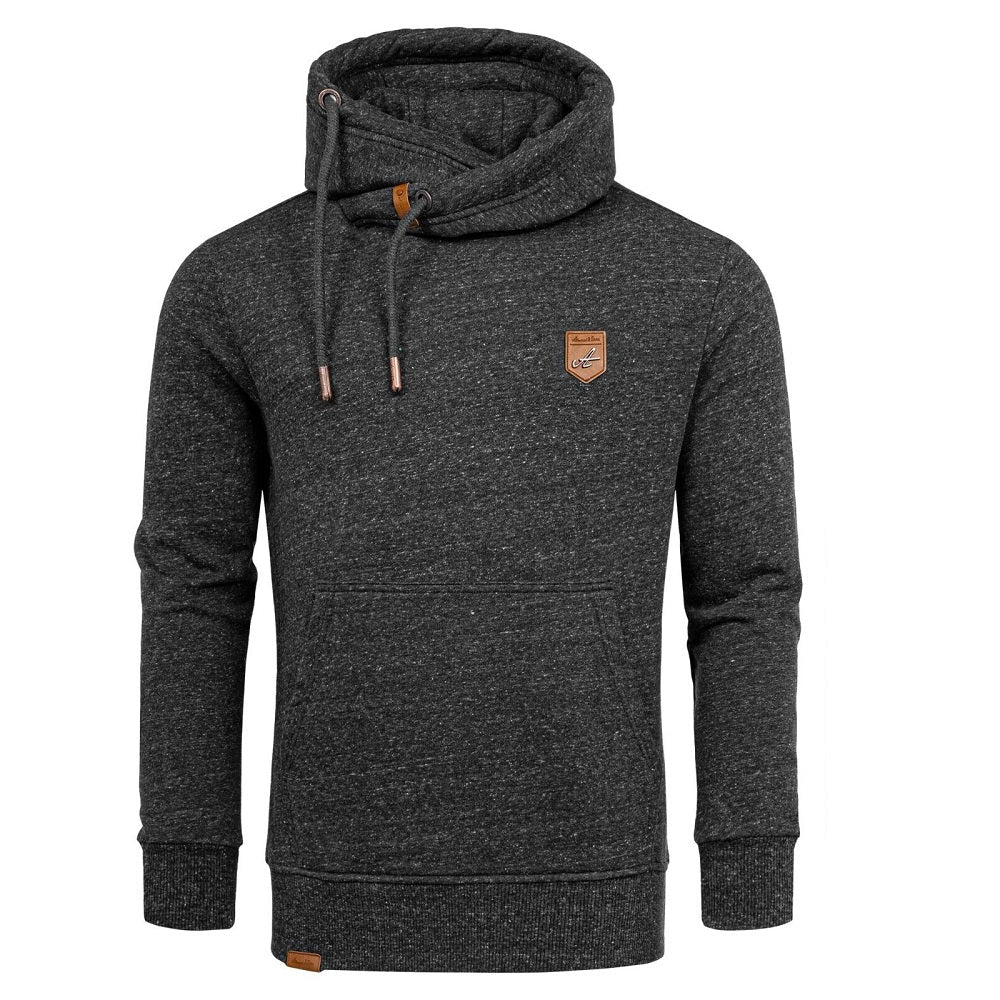 Hoodie Herr - svart melange huvtröja