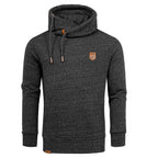 Hoodie Herr - svart melange huvtröja