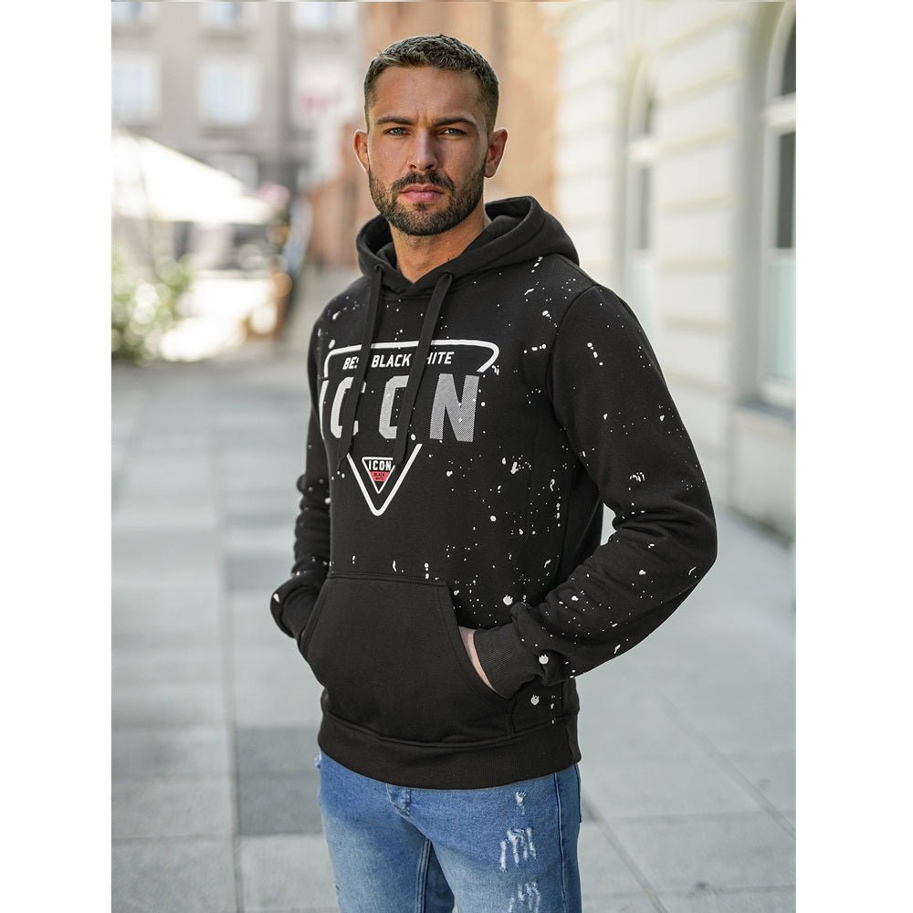 Svart Herrtröja med luva - Hoodie framifrån