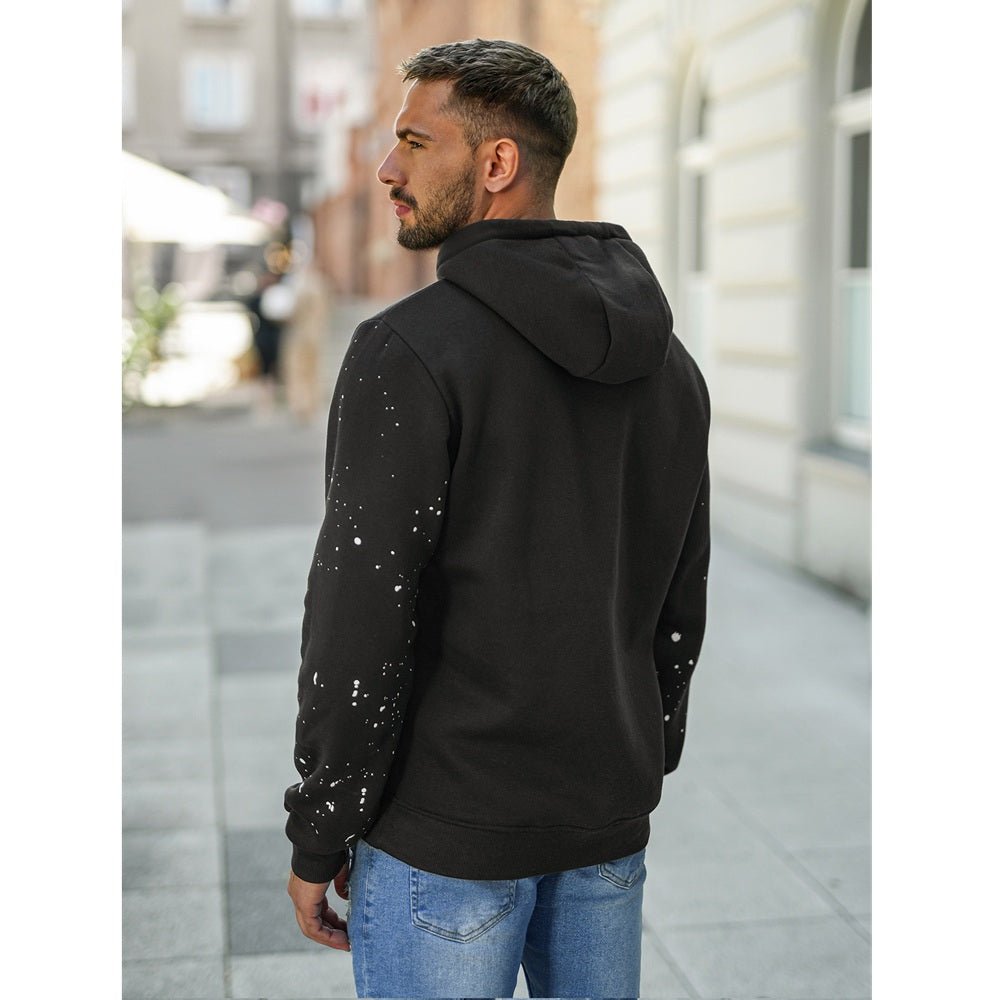Svart Herrtröja med luva - Hoodie bakifrån