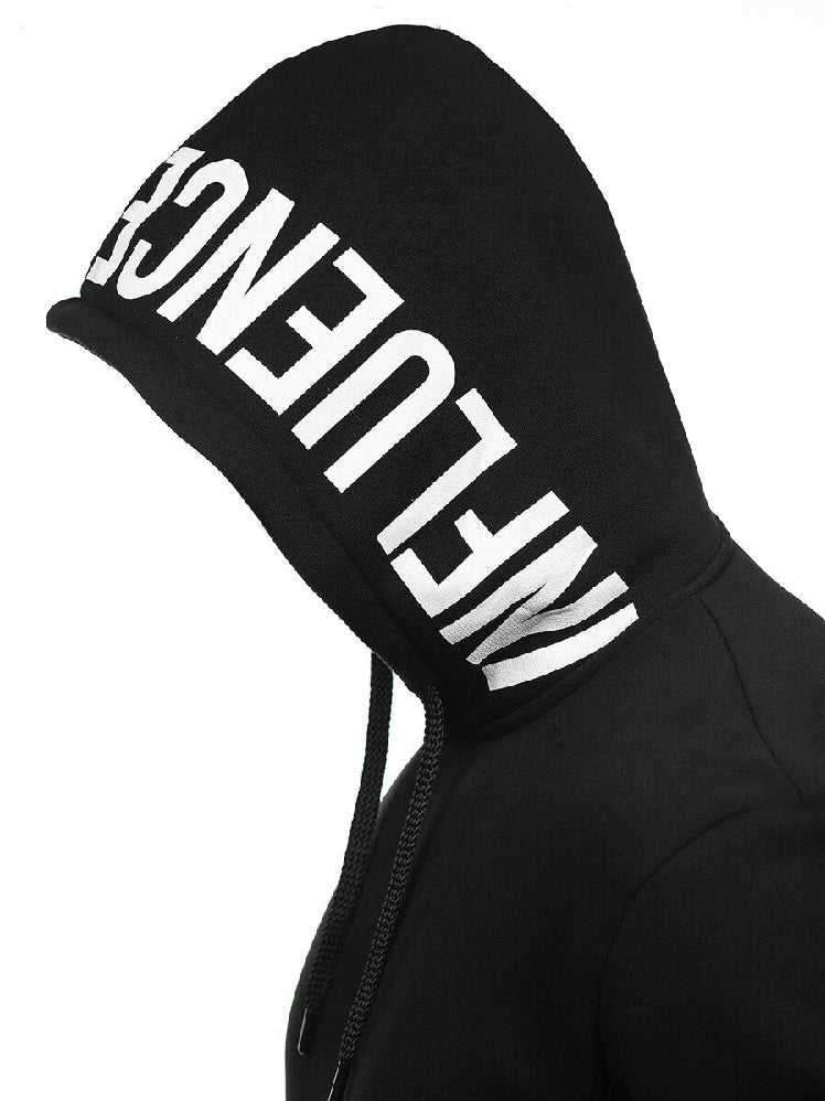 Svart luvtröja - Hoodie influence zoomad