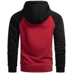 Hoodie herr röd med svarta ärmar JHNsport kollektion bakifrån