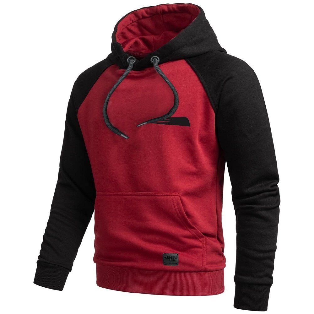 Hoodie herr röd med svarta ärmar JHNsport kollektion framifrån