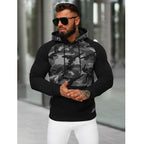 Camo Hoodie Grafitgrå - Huvtröja Herr framifrån