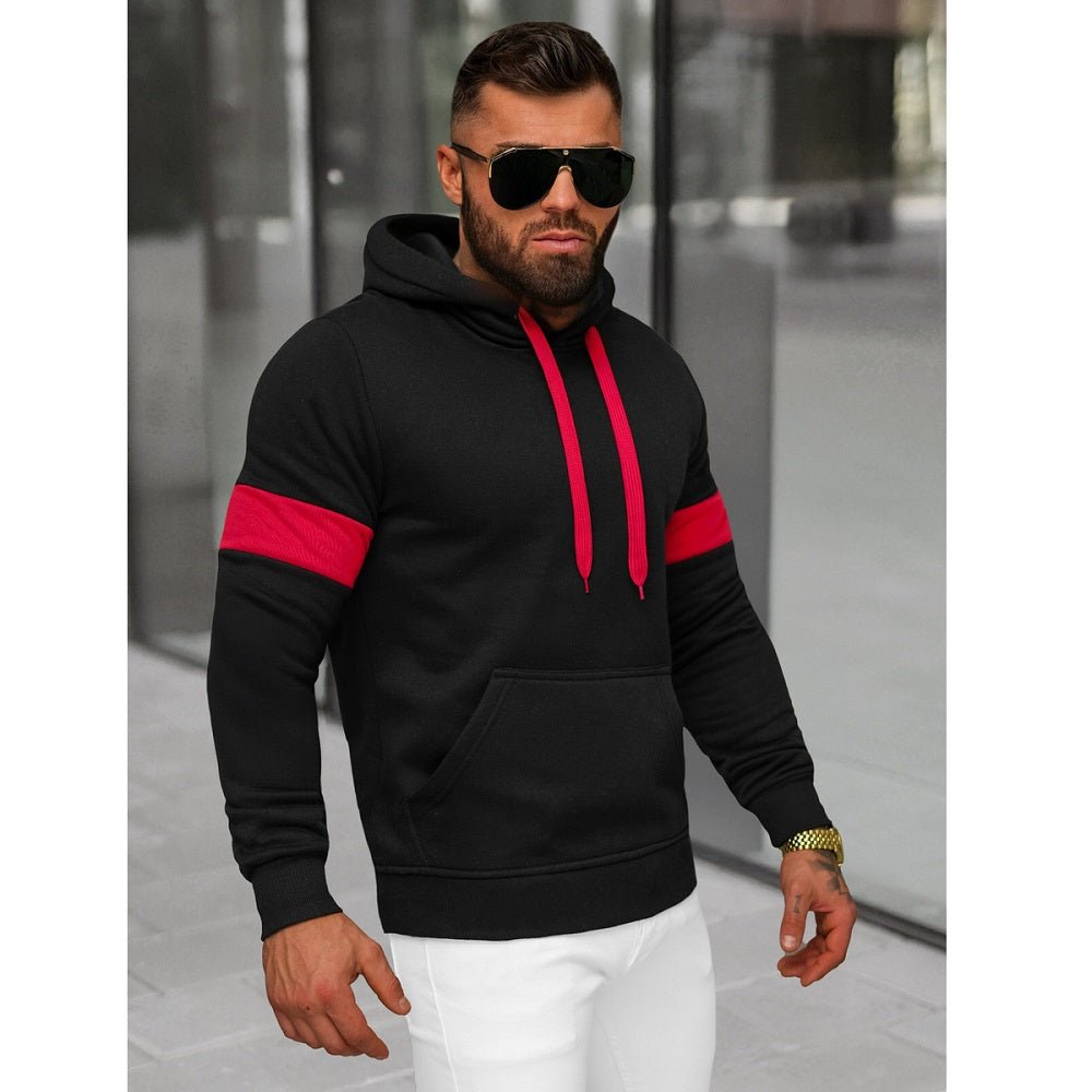Svart Huvtröja - Hoodie med röda detaljer sidan