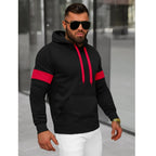 Svart Huvtröja - Hoodie med röda detaljer sidan