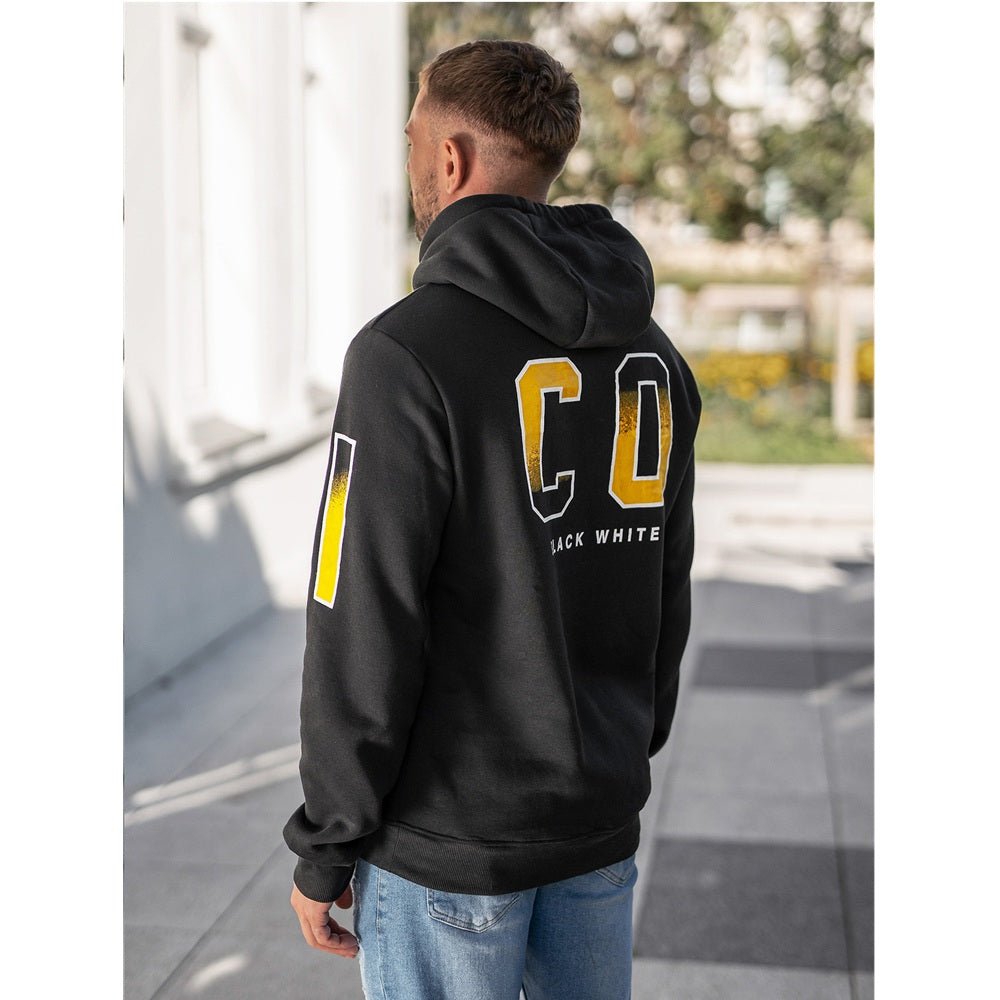 Billig herr hoodie icon svart bakifrån