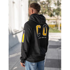 Billig herr hoodie icon svart bakifrån