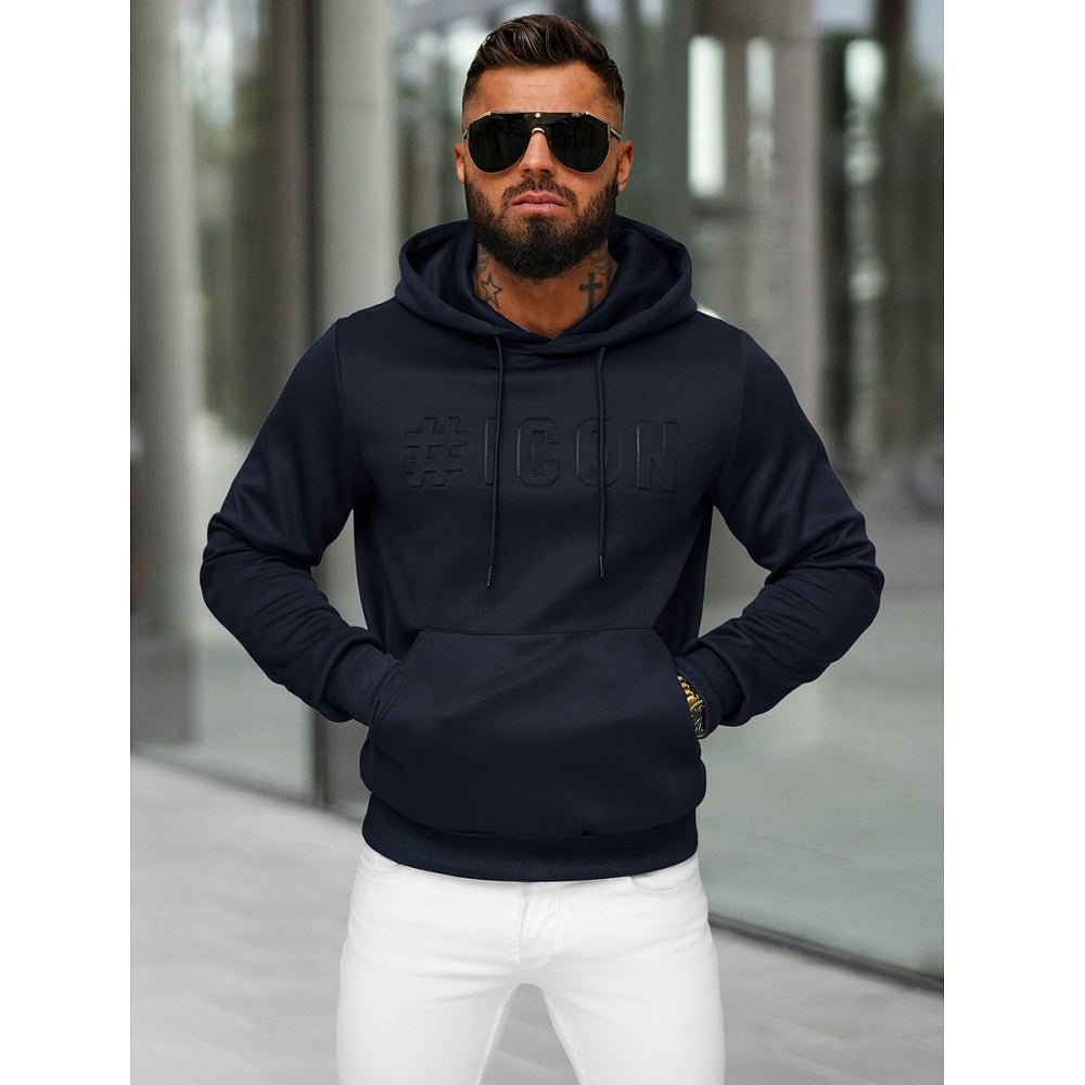 Indigoblå Hoodie - Präglat Tryck