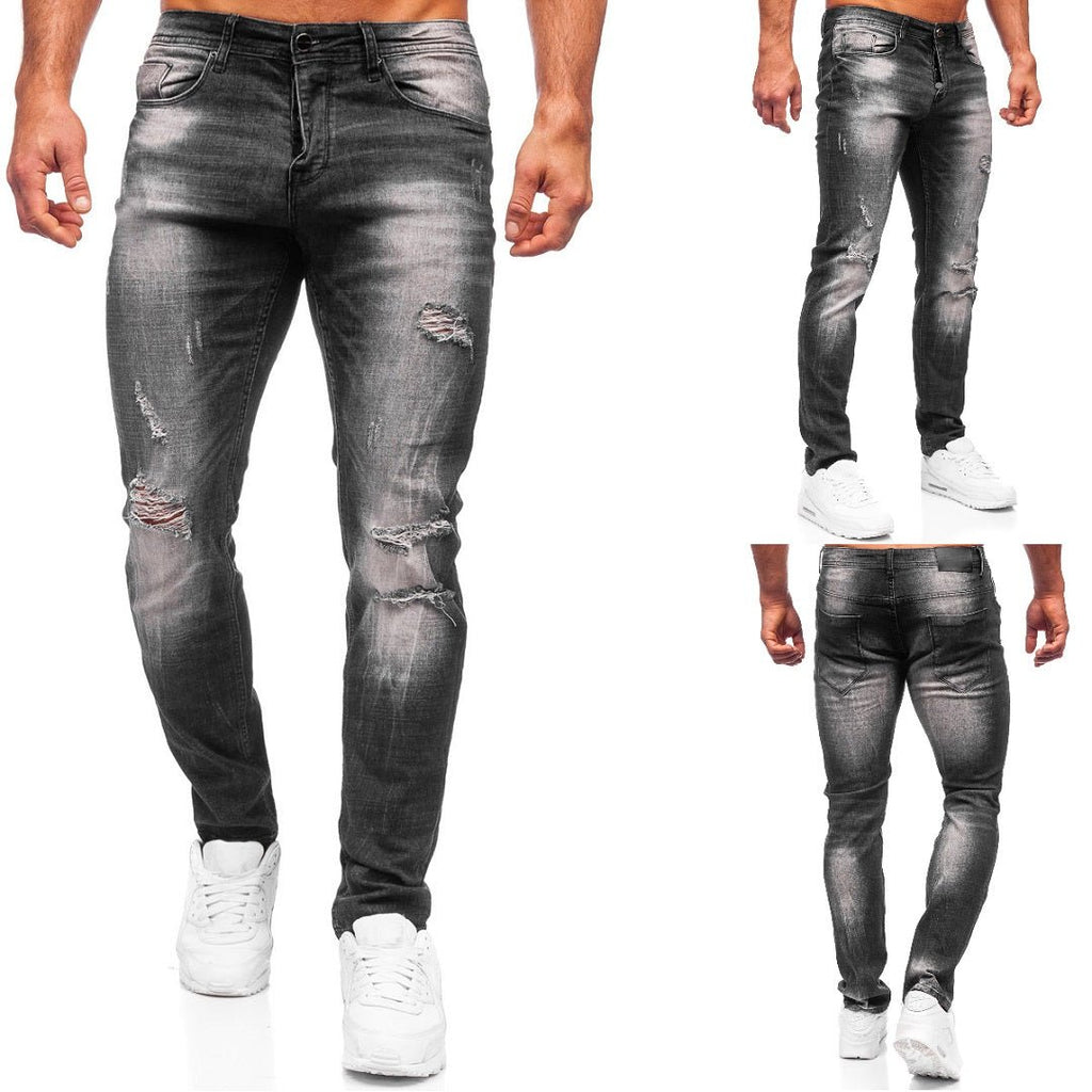 Jeans destroyed med stretch - Herrjeans Regular fit
