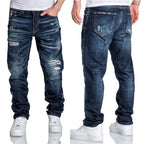 Jeans Herr - Destroyed mörkblå herrjeans med stretch 489 kr