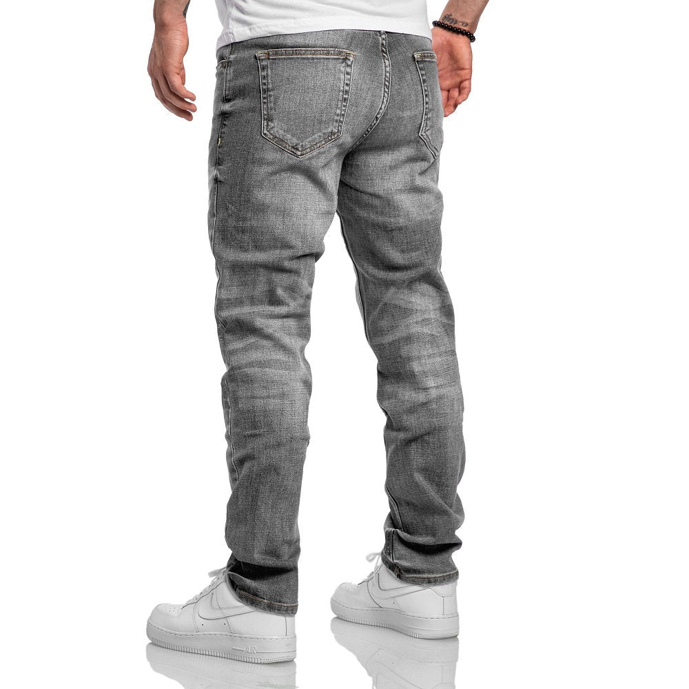 Jeans Herr straight fit 3 färgval gråa bakifrån