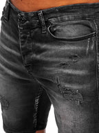 Slim fit jeansshorts - Sliten svart herr zoomad
