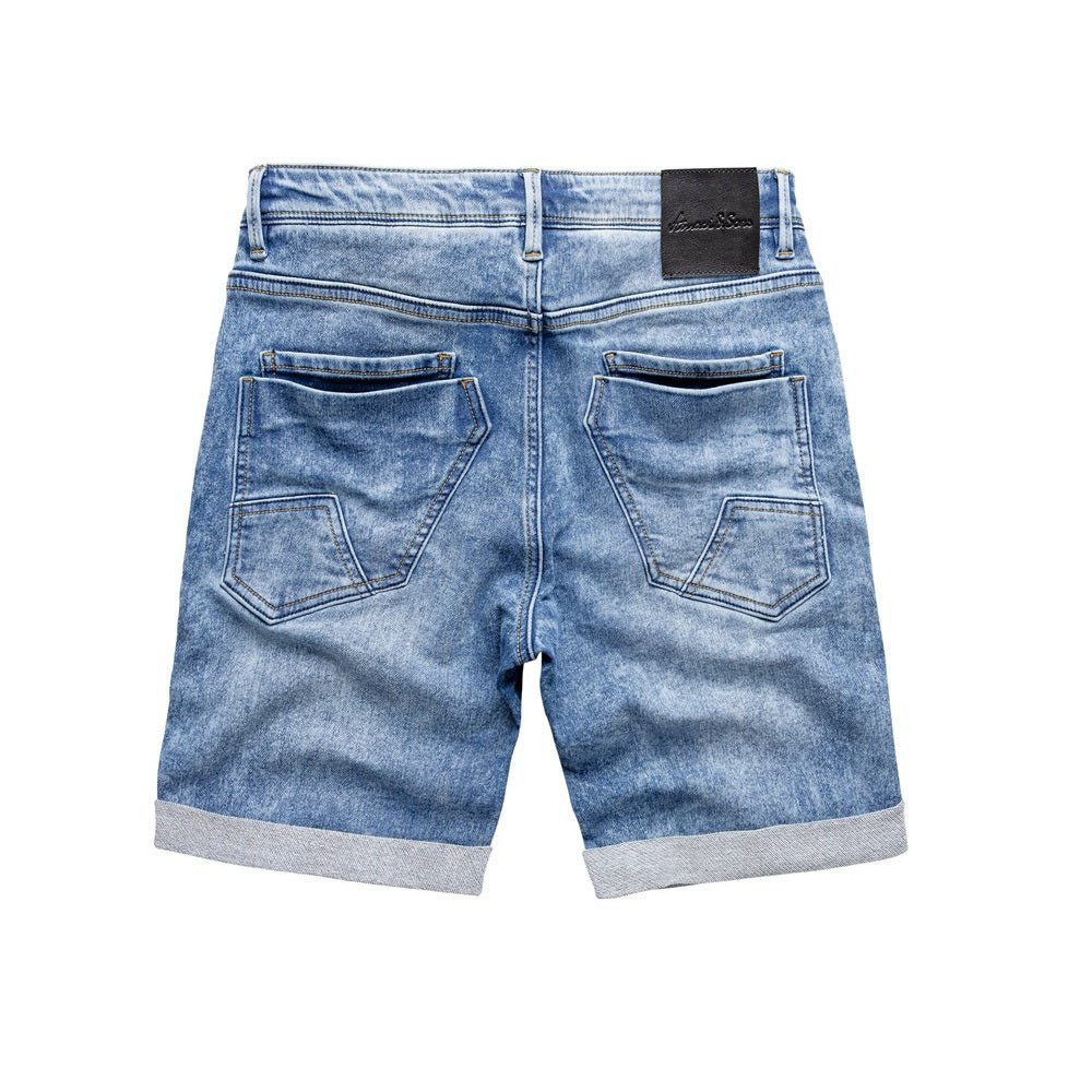 Denim shorts för herr - Jeansshorts från Amaci & Sons ljusblåa bakifrån