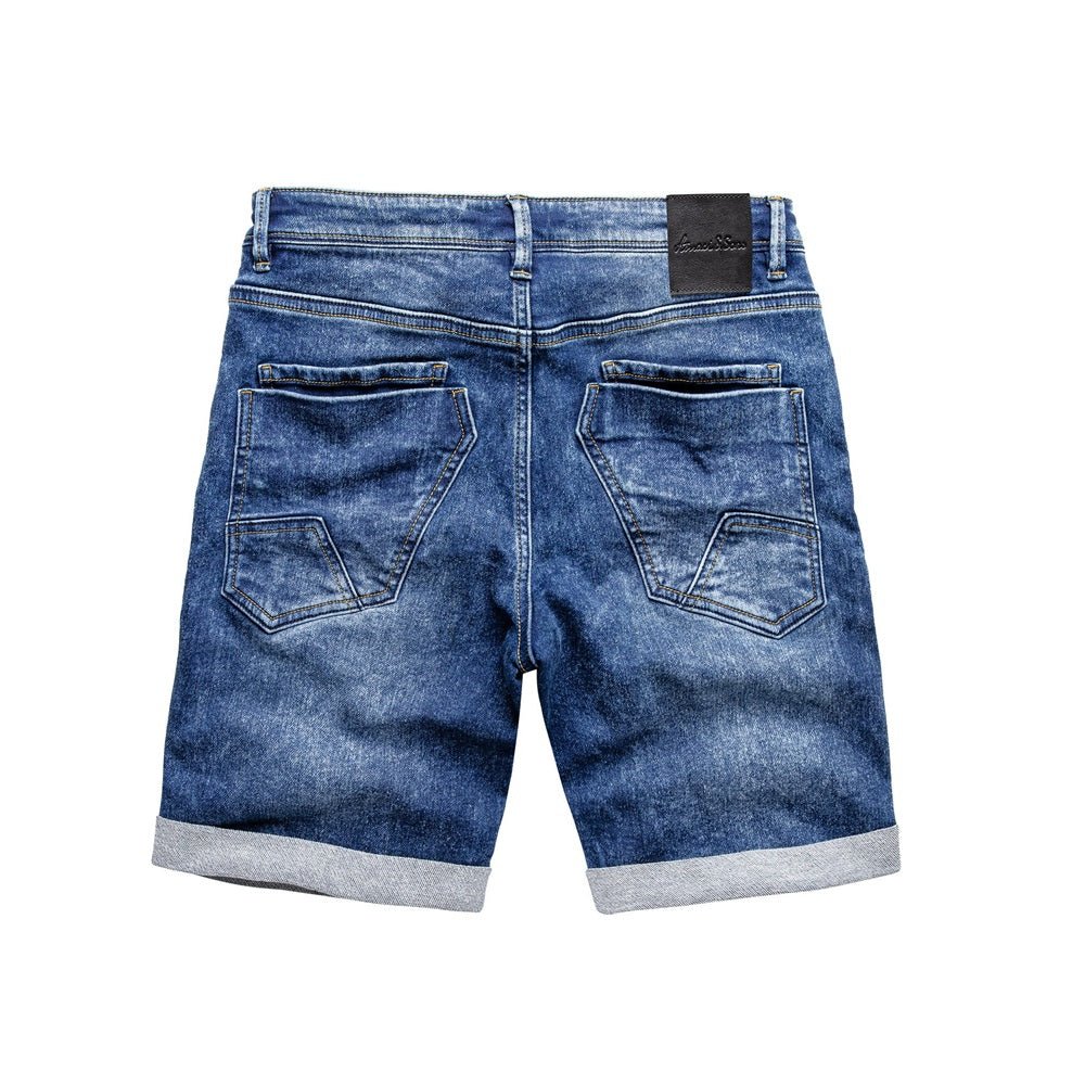 Denim shorts för herr - Jeansshorts från Amaci & Sons märkblåa bakifrån