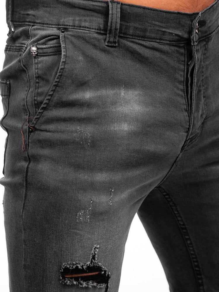 Jeansshorts Herr - Mörkgråa Shorts zoom framifrån