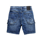 Jeansshorts Herr med cargofickor - Amaci & Sons mörkblåa bakifrån