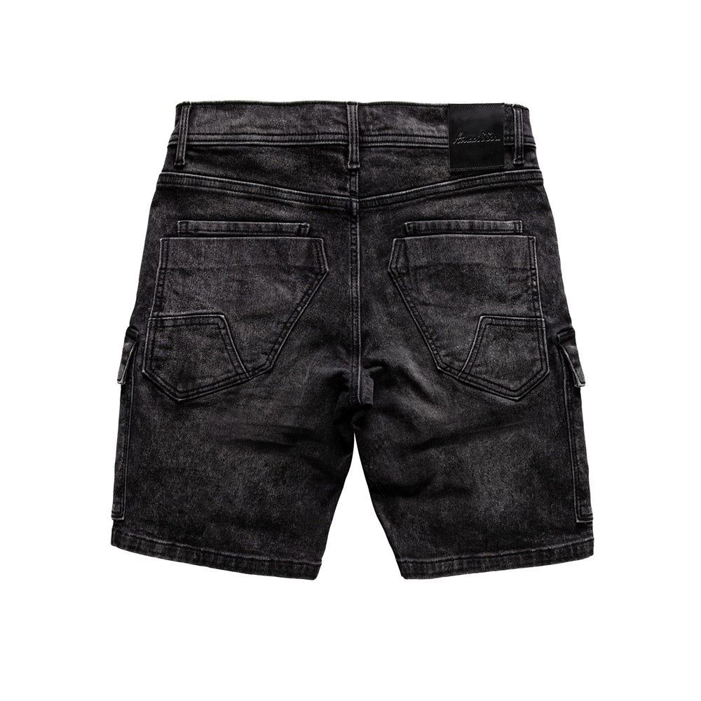 Jeansshorts Herr med cargofickor - Amaci & Sons svarta bakifrån