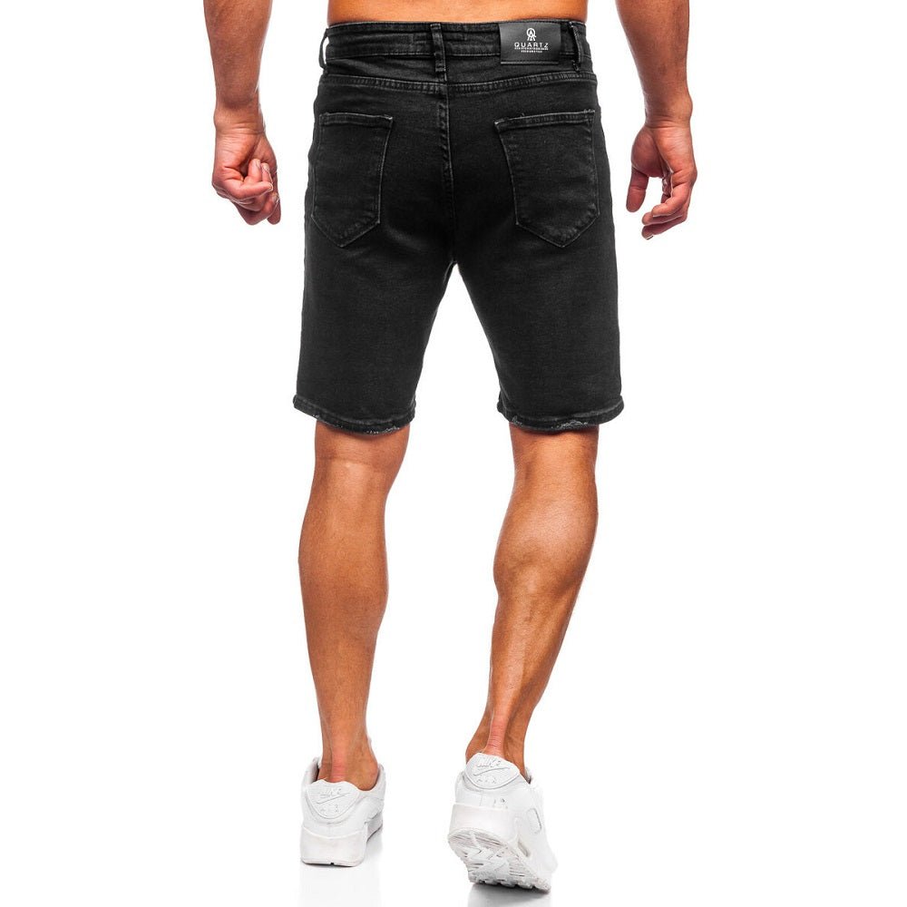 Svarta jeansshorts - Slitna herr bakifrån