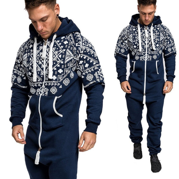Mörkblå vintage onesie med luva