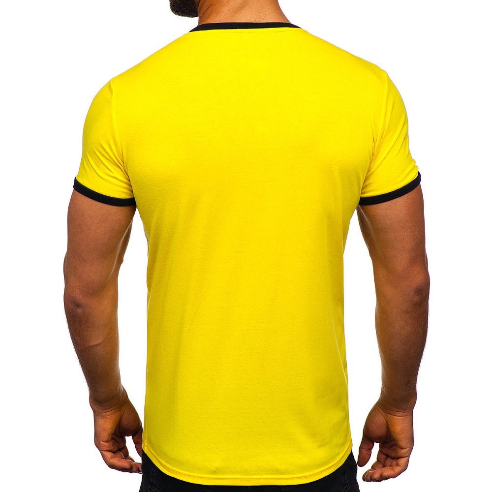 Gul t-shirt - Kontrastfärgad herr bakifrån