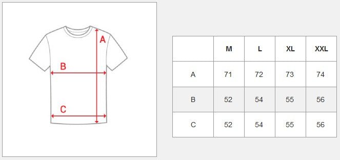 Kortärmad tröja herr - T-shirt med tryck storlekstabell