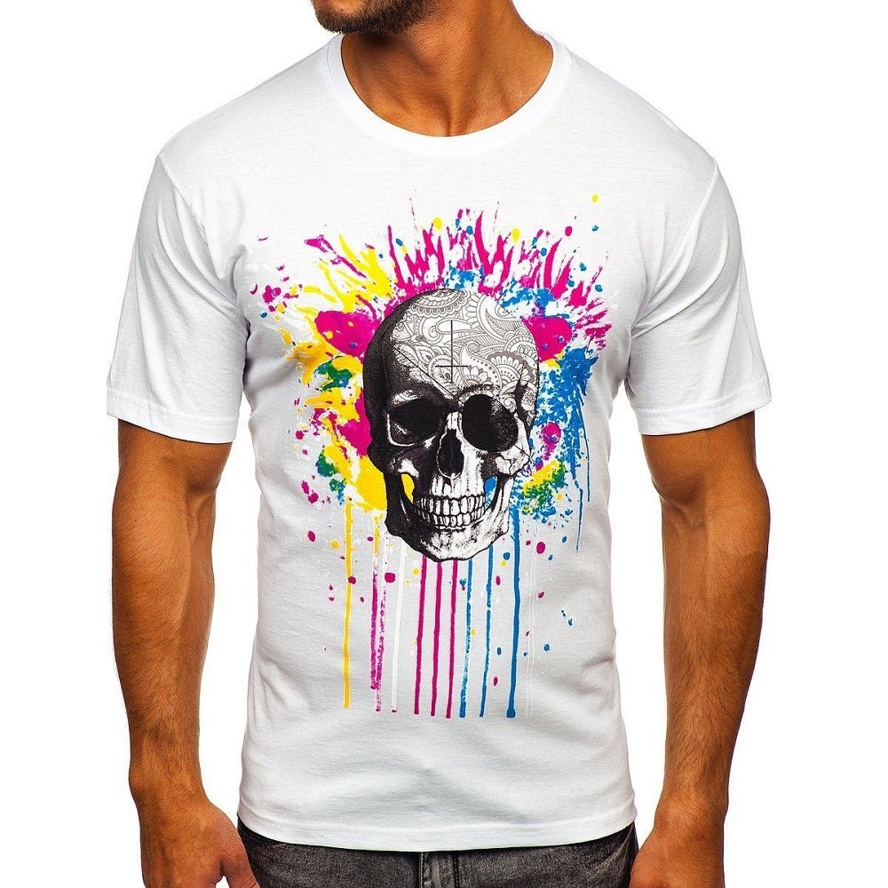 Vit kortärmad tröja herr - T-shirt med tryck framifrån