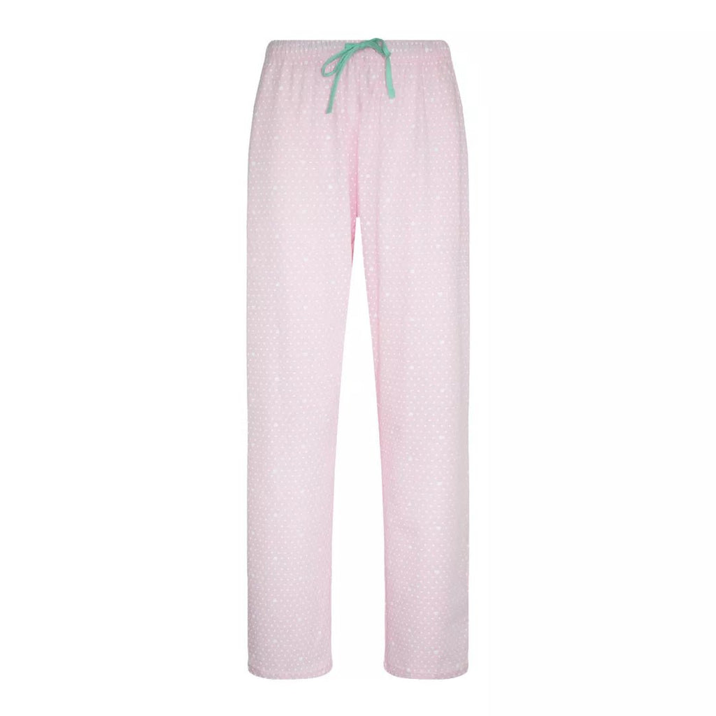 Rosa pyjamasbyxor för dam i 100% bomull med sidofickor och dragsko från Gaubert®