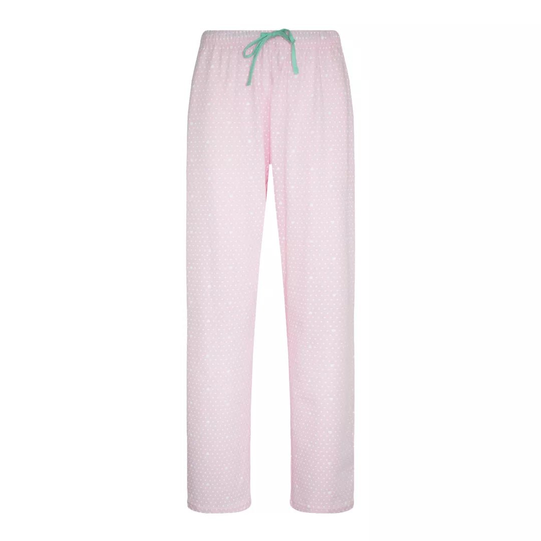 Rosa pyjamasbyxor för dam i 100% bomull med sidofickor och dragsko från Gaubert®
