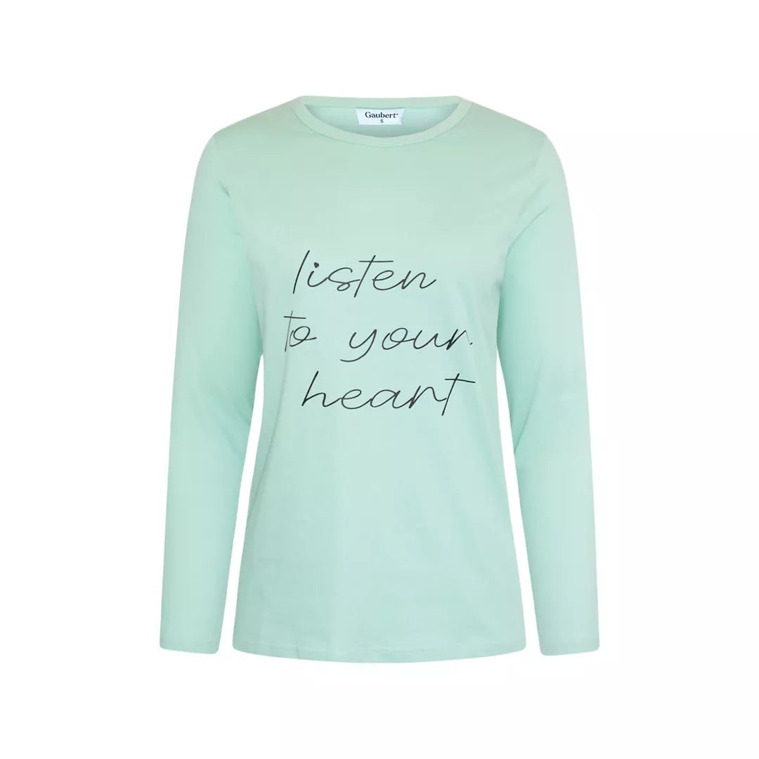 Mintgrön långärmad pyjamaströja för dam i 100% bomull från Gaubert®