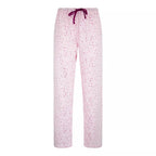 Ljusrosa pyjamasbyxor för dam i 100% bomull med hjärtmönster och dragsko från Gaubert®