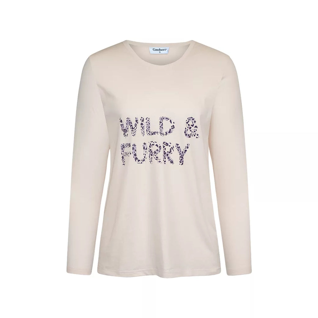 Beige långärmad pyjamaströja för dam med Wild & Furry-tryck från Gaubert®