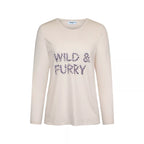 Beige långärmad pyjamaströja för dam med Wild & Furry-tryck från Gaubert®