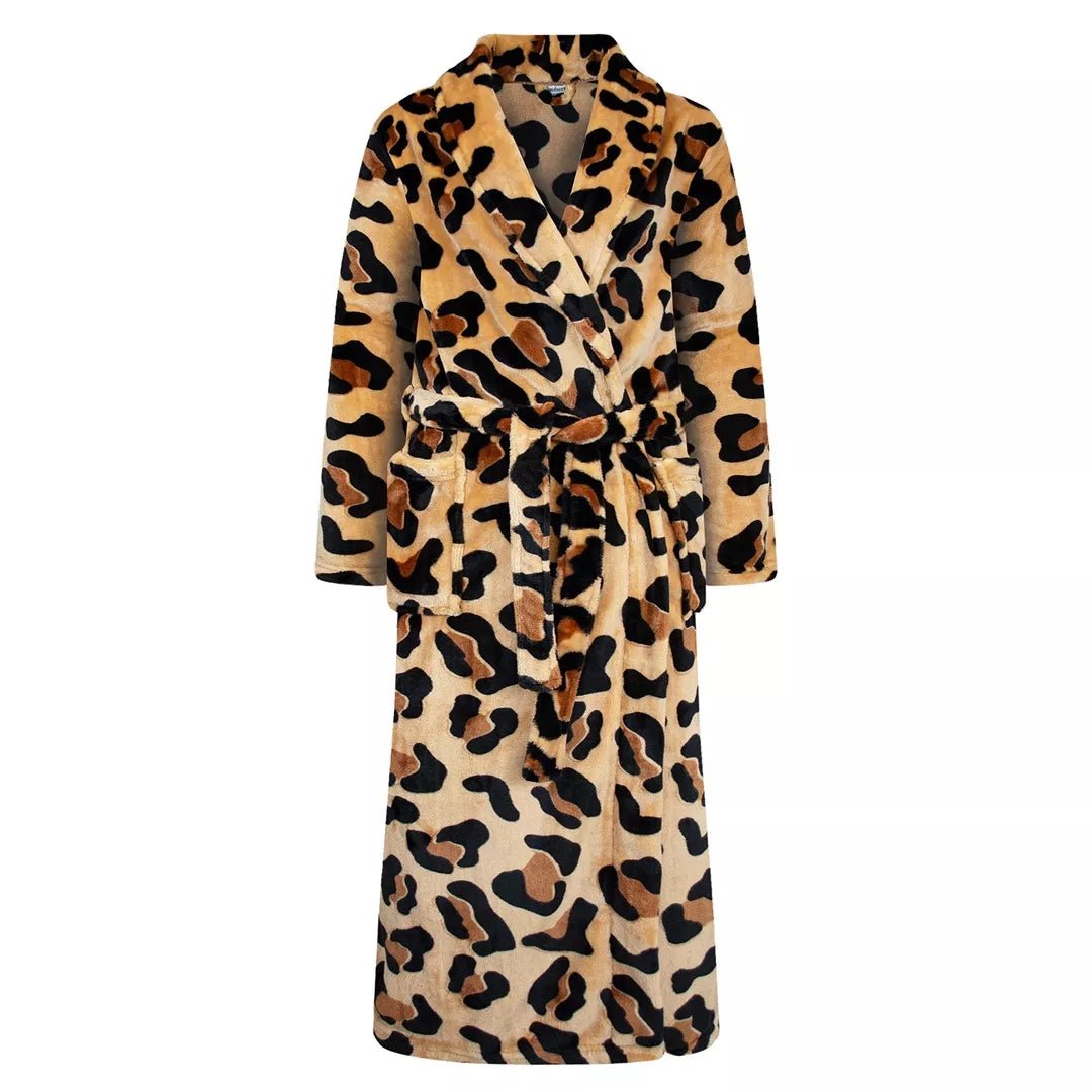 Leopardmönstrad Morgonrock för Dam – Premium Coral Fleece | Gaubert® - JHN Sport